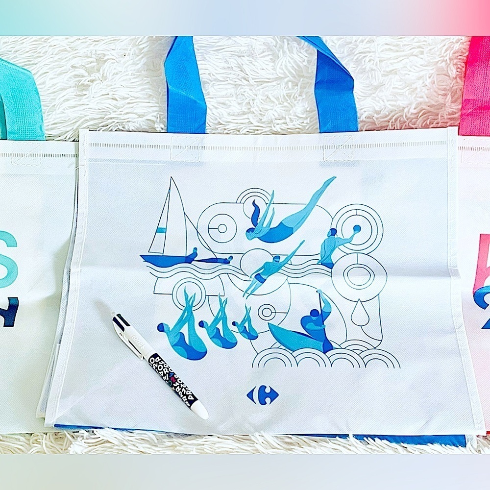 4pc Olympic’s 2024 France shopping tote bags 3 & 1 pen writes in multiple colors - Picture 6 of 6